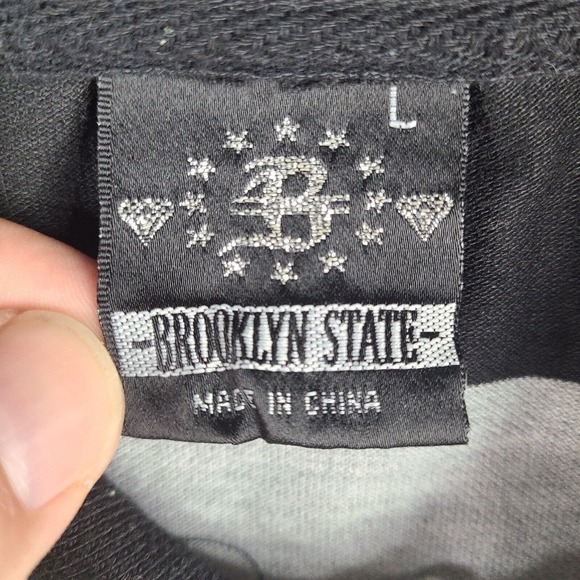 Brooklyn State Polo Shirt Men's Large Black Gray‎ White Striped Short Sleeve - Picture 4 of 11
